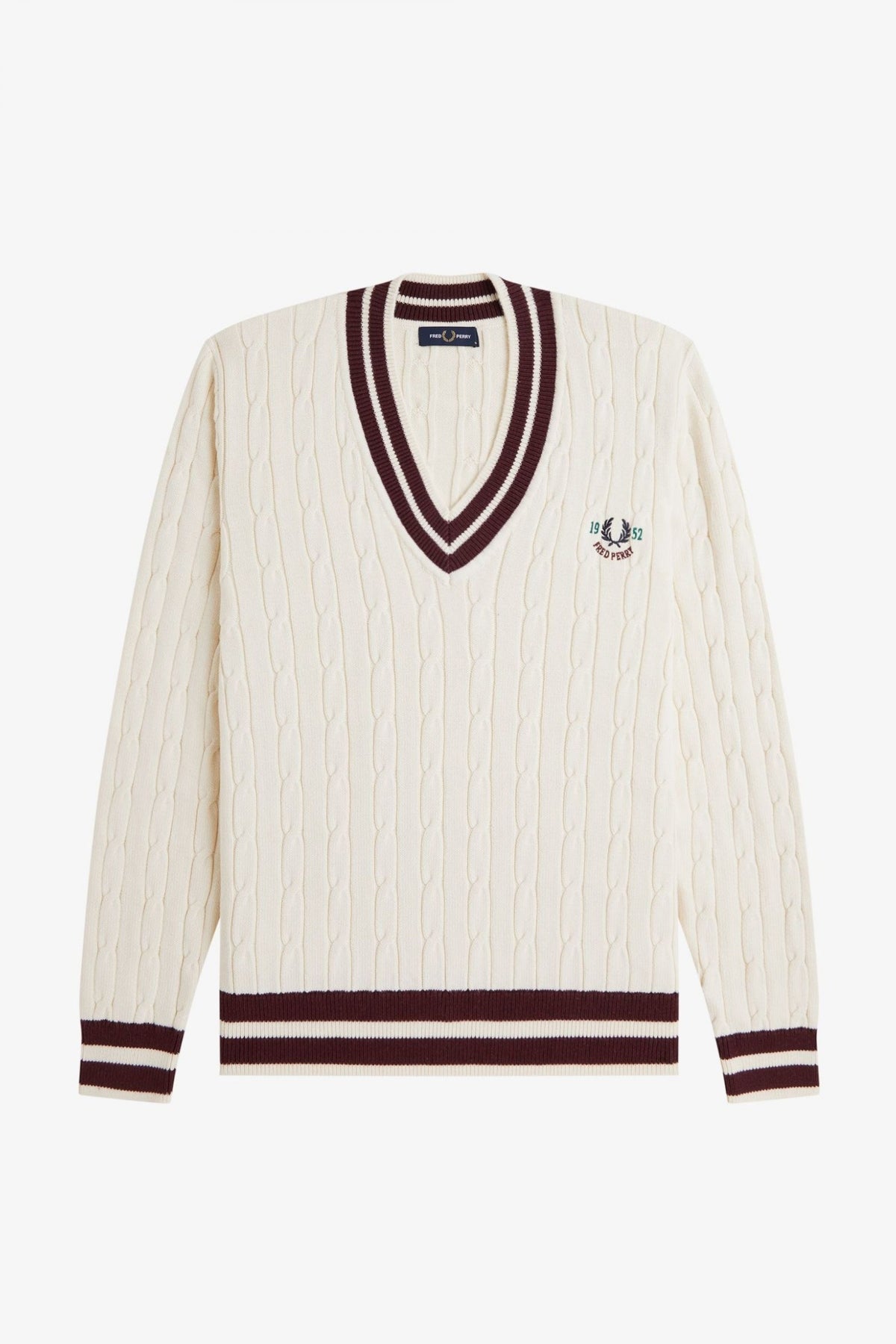 FRED PERRY CABLE KNIT TENNIS JU en color ECRU (2)