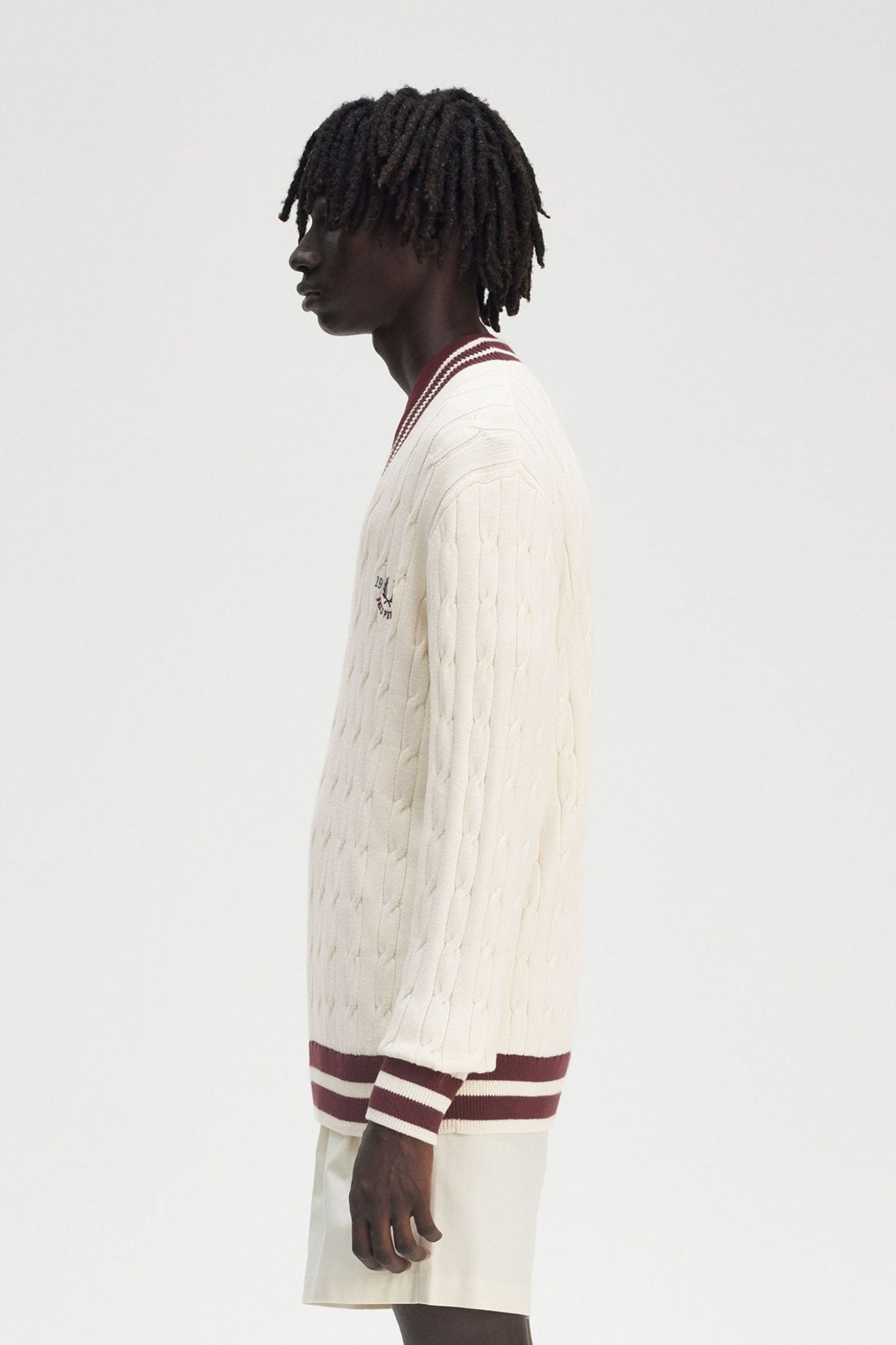FRED PERRY CABLE KNIT TENNIS JU en color ECRU (3)