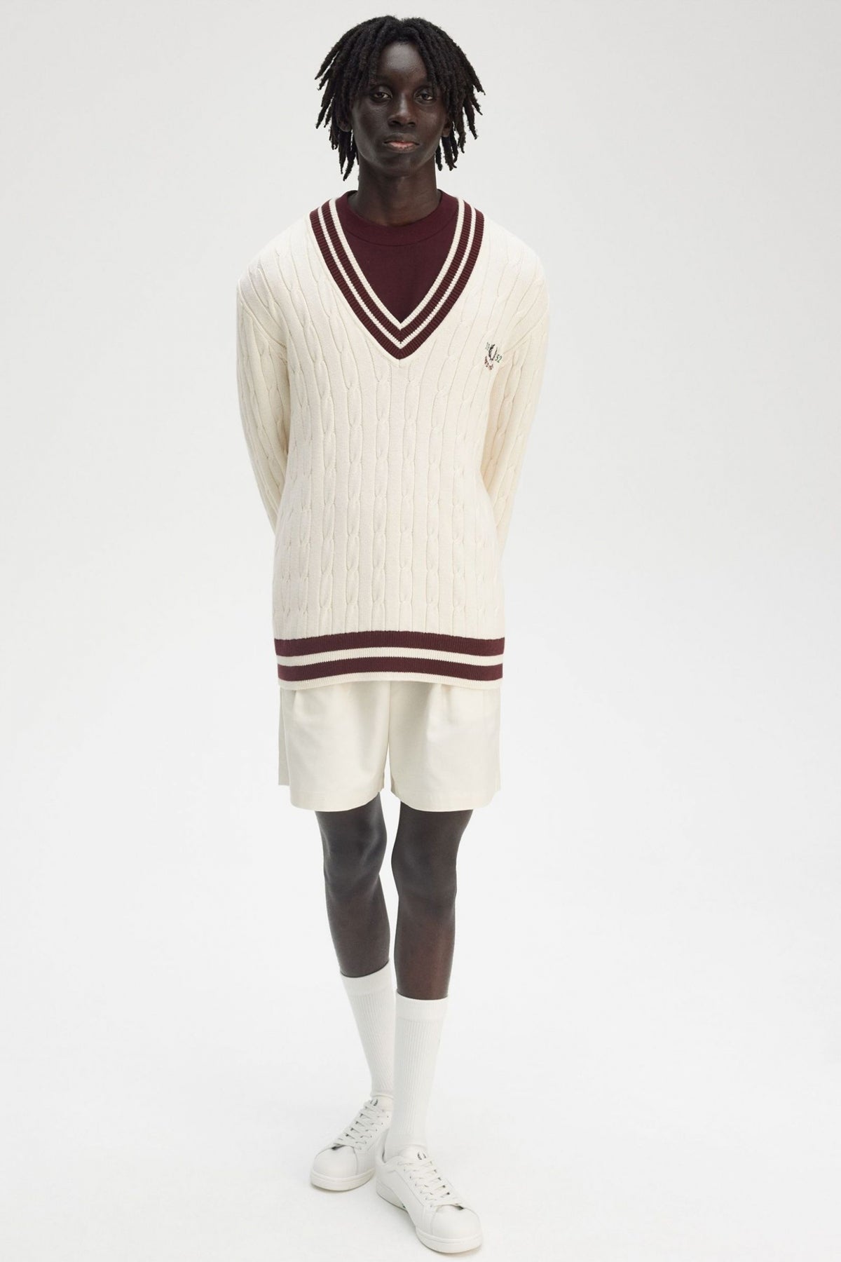 FRED PERRY CABLE KNIT TENNIS JU en color ECRU (4)