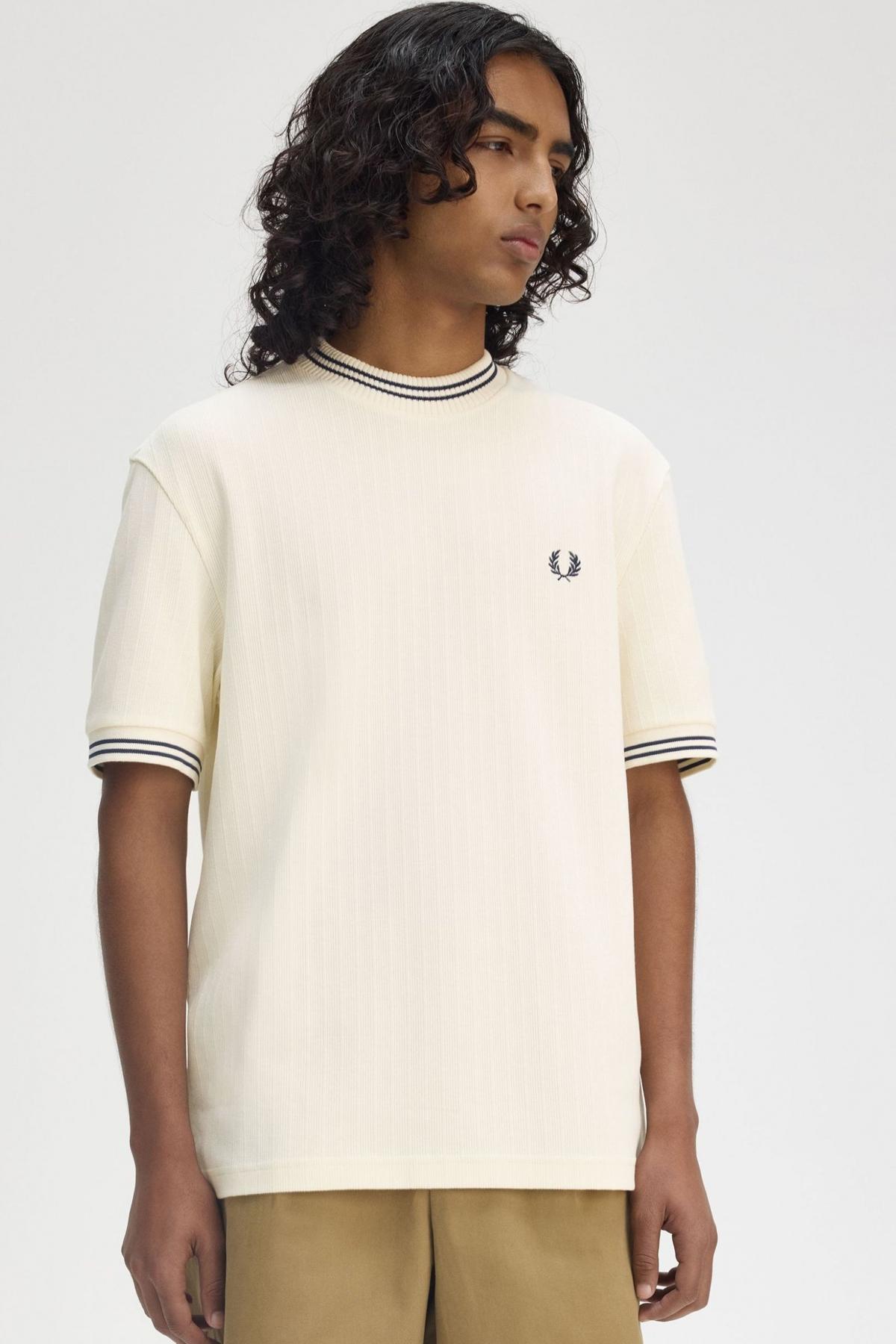 FRED PERRY RIBBED JERSEY T-SHIR en color SECRU (4)