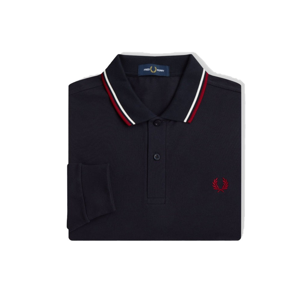 FRED PERRY LS TWIN TIPPED SHIRT en color TNVYWHTR (6)