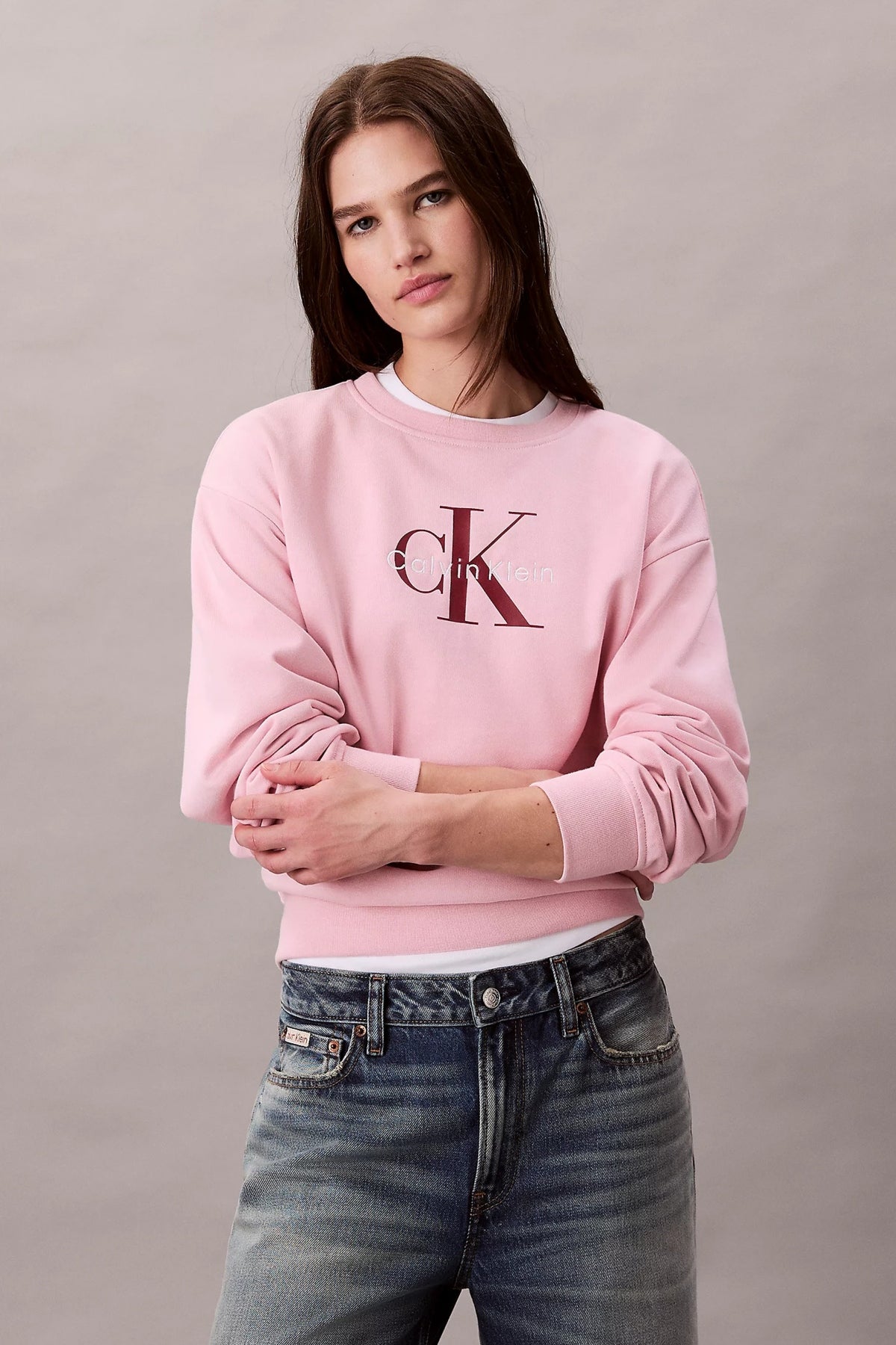 CALVIN KLEIN LS MONOLOGO FRENCH en color PINK (1)