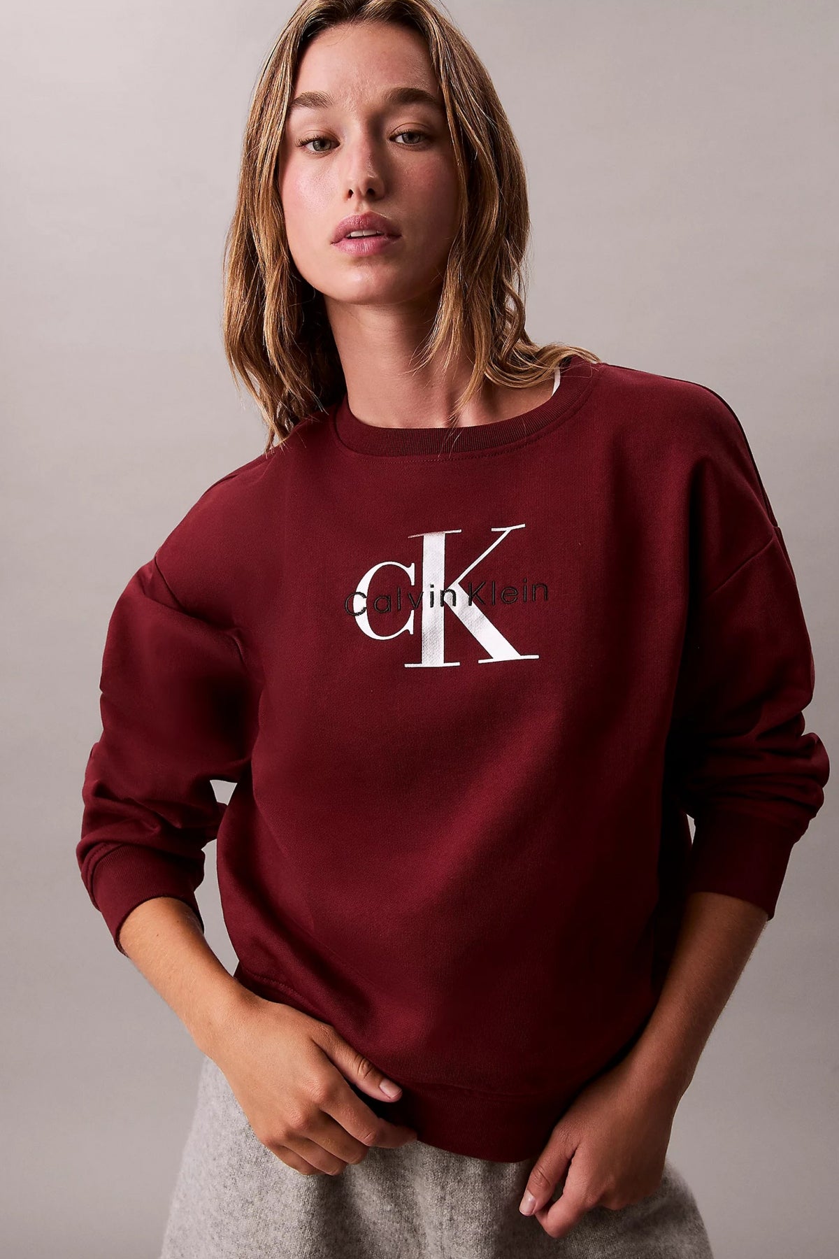 CALVIN KLEIN LS MONOLOGO FRENCH en color RED (2)