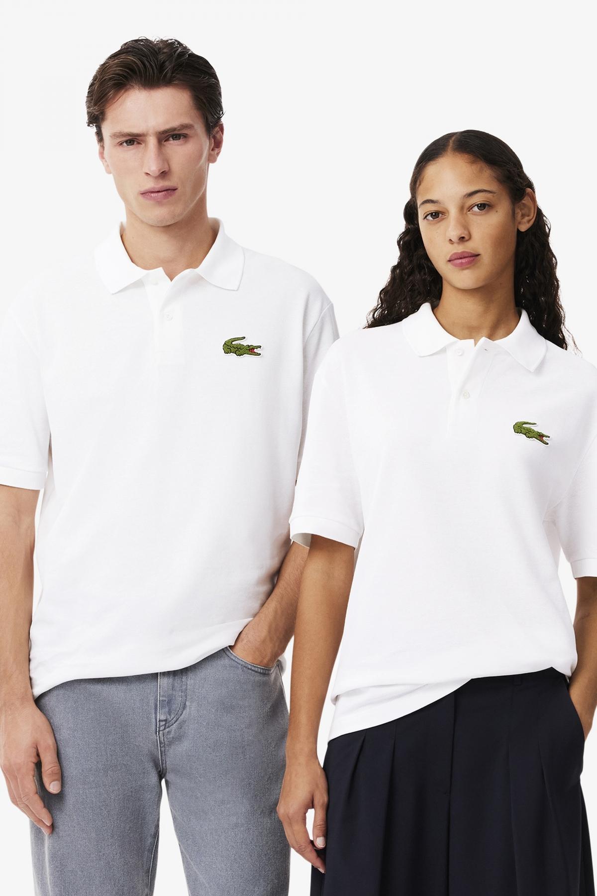 LACOSTE SHORT SLEEVED RIBBE en color WHITE (1)