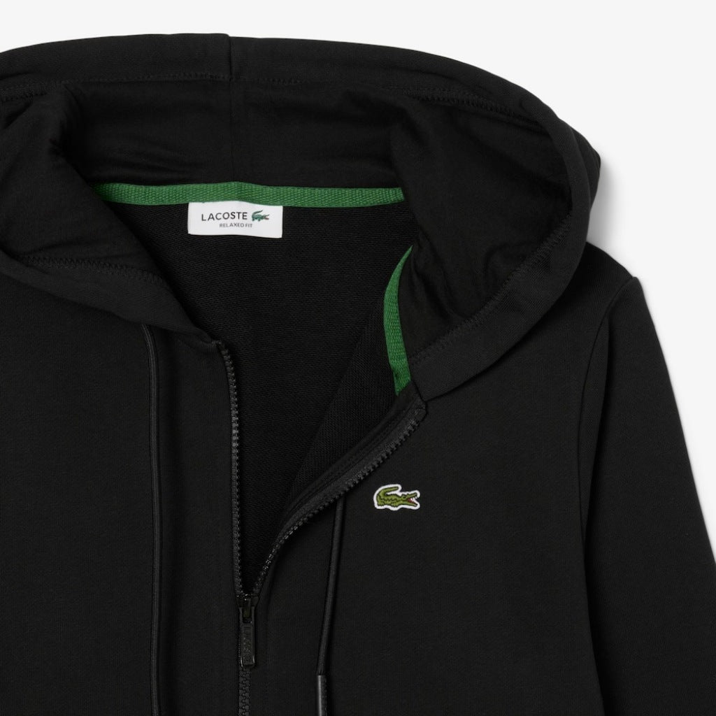 LACOSTE ZIPPED FLEECE HOODIE en color BLACK (5)