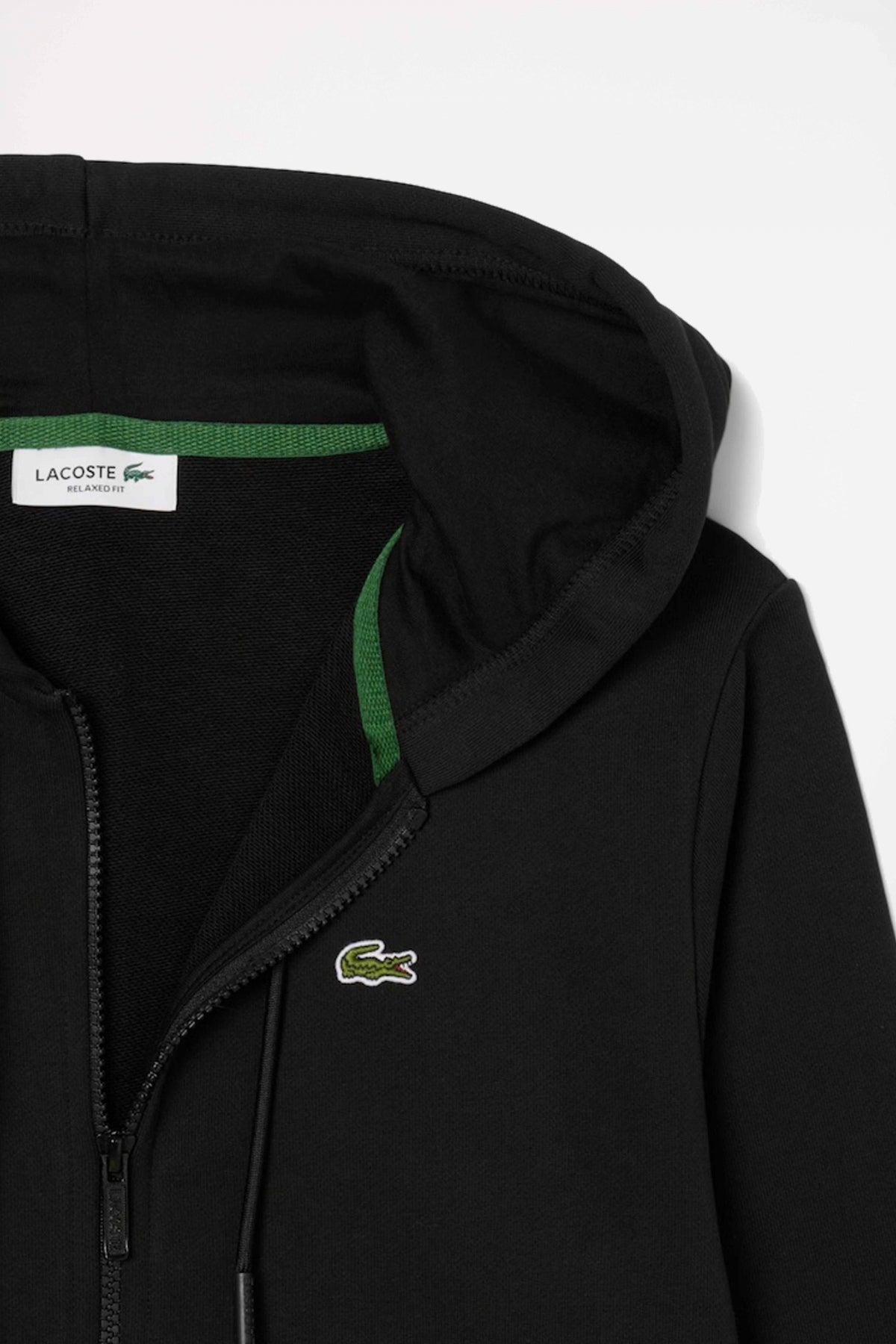 LACOSTE ZIPPED FLEECE HOODIE en color BLACK (2)