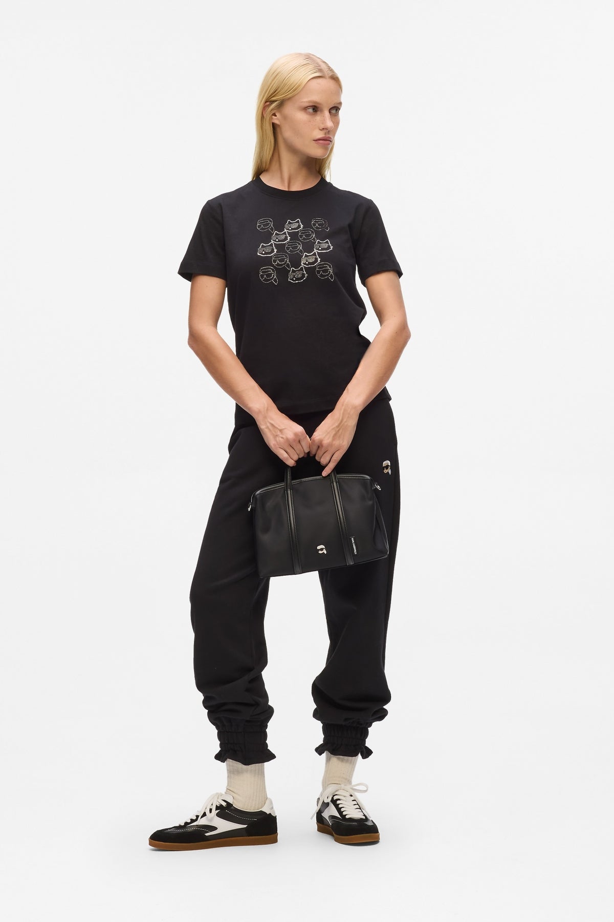 KARL LAGERFELD IKON NYLON SM SATCHE en color BLACK (4)