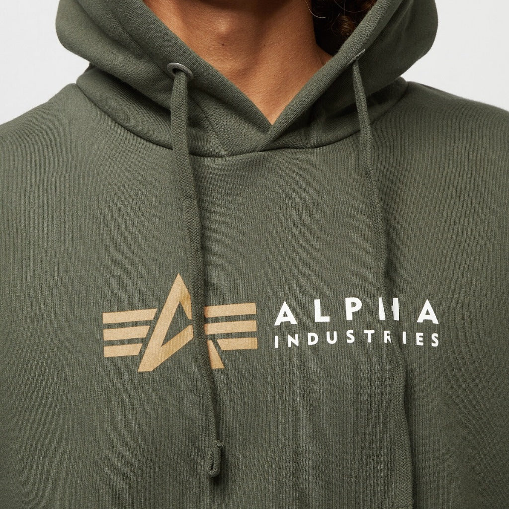 ALPHA INDUSTRIES ALPHA LABEL HOODY en color DRKOLIV (6)