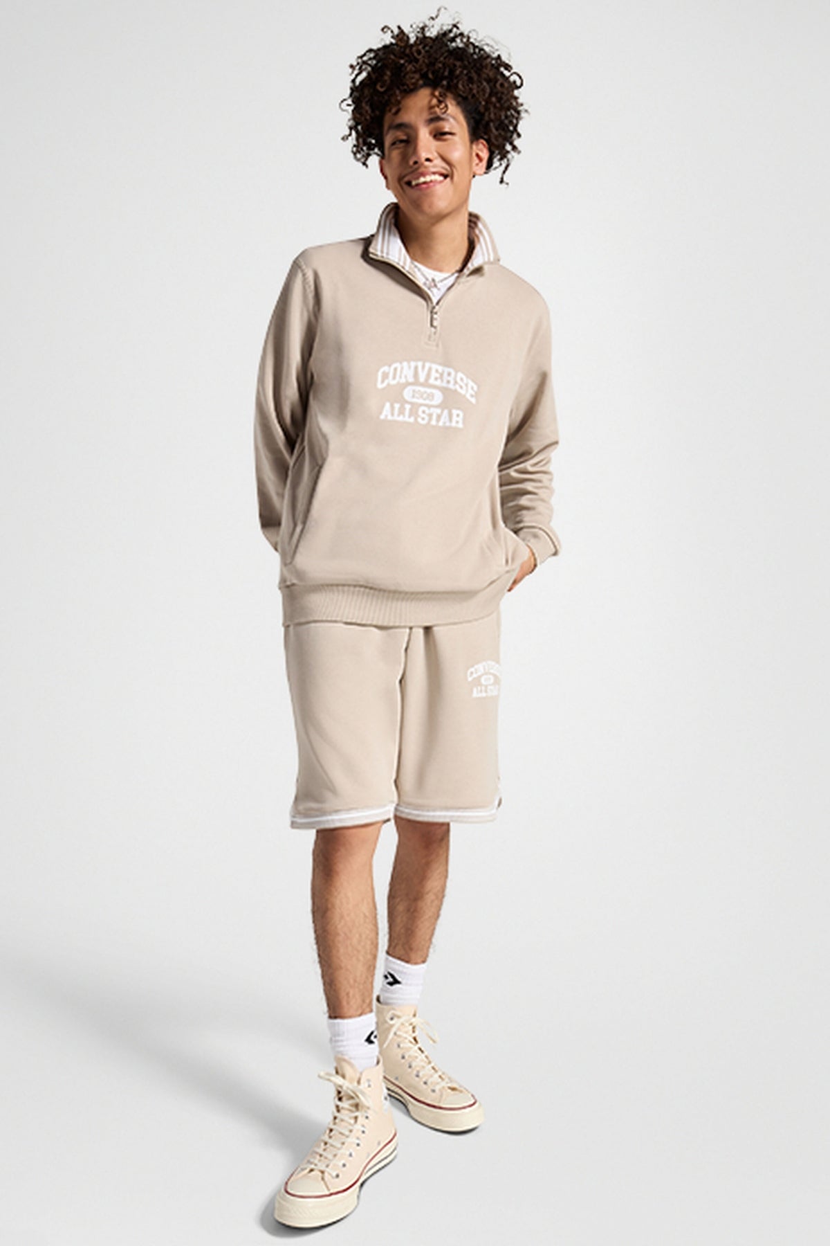 CONVERSE RETRO QUARTER ZIP en color PAPYRUS (4)