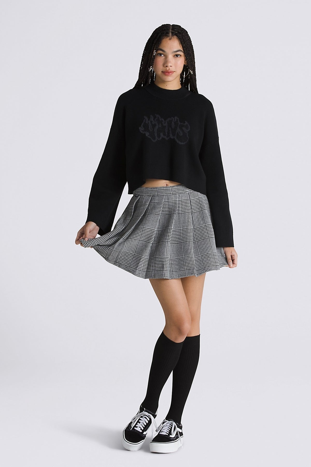 VANS NINA PLAID PLEATED S en color BLACK (4)