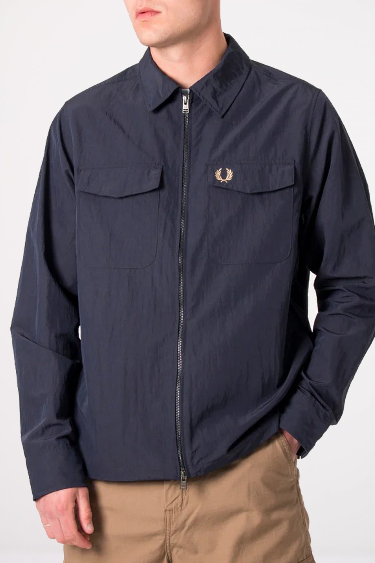 FRED PERRY ZIP THROUGH OVERSHIR en color NAVY  (1)