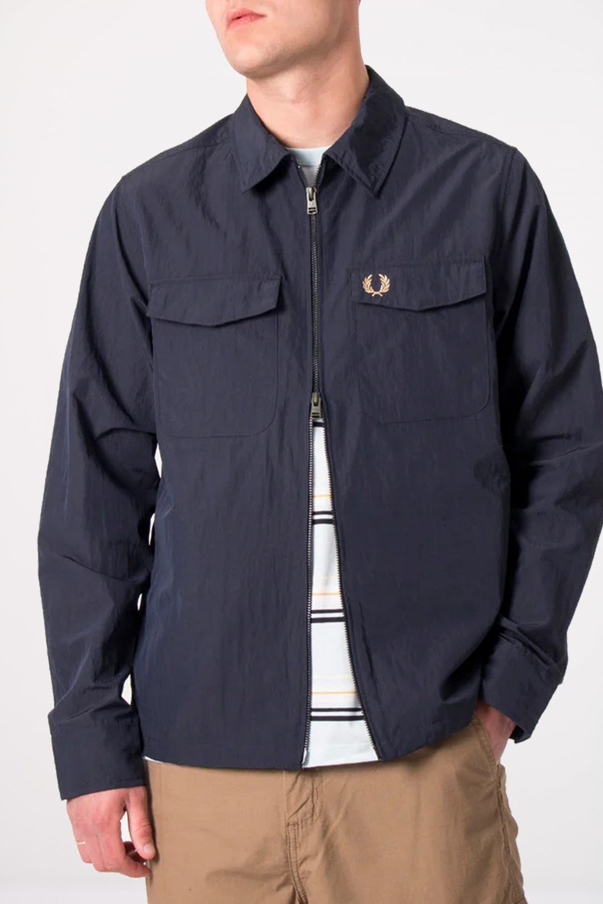 FRED PERRY ZIP THROUGH OVERSHIR en color NAVY  (3)