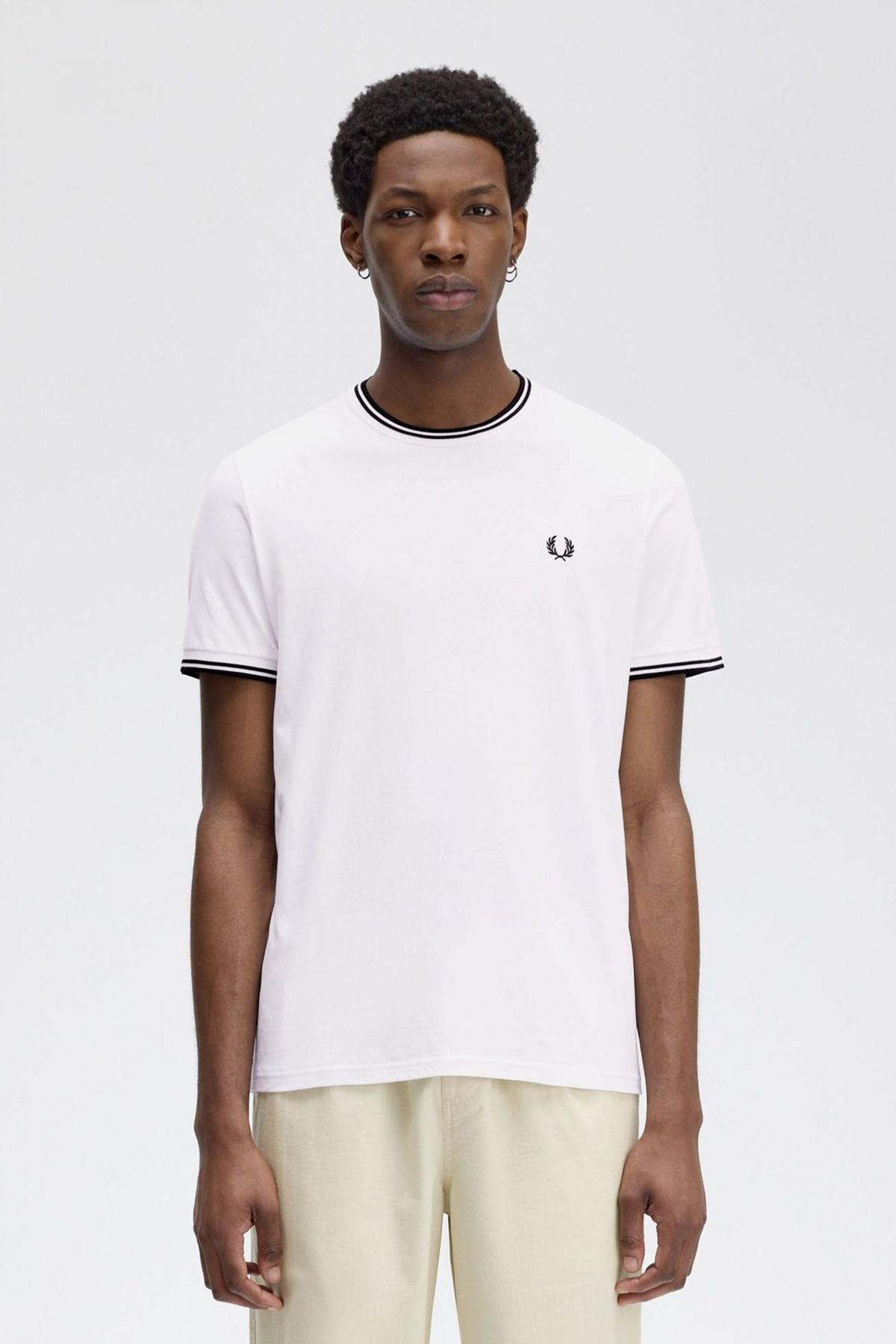 FRED PERRY  TWIN TIPPED T-SHIRT en color WHT  (1)