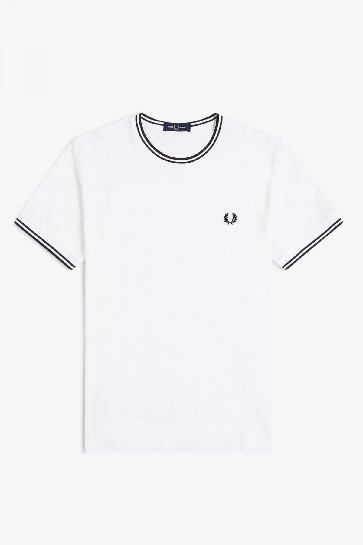 FRED PERRY  TWIN TIPPED T-SHIRT en color WHT  (2)