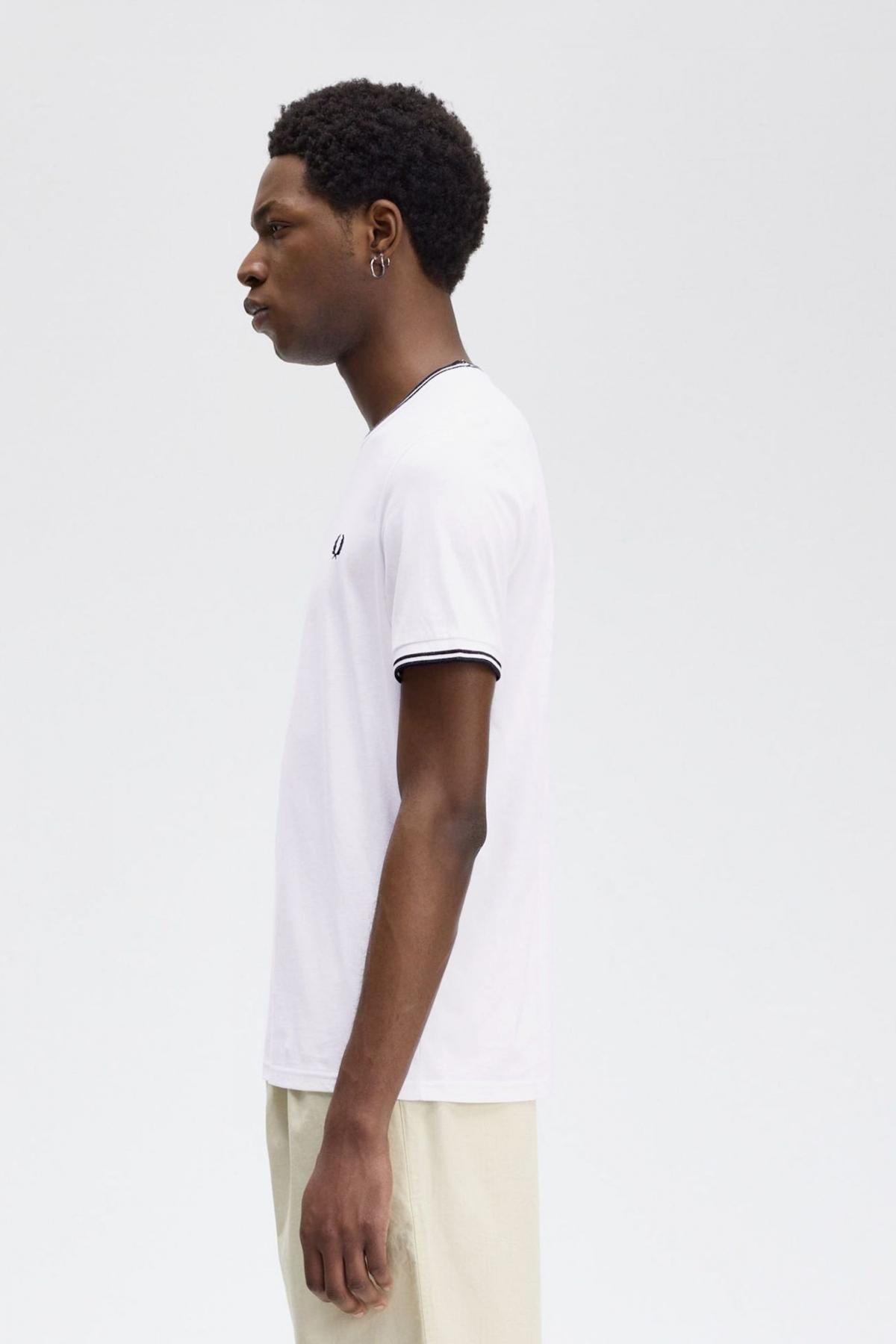 FRED PERRY  TWIN TIPPED T-SHIRT en color WHT  (3)