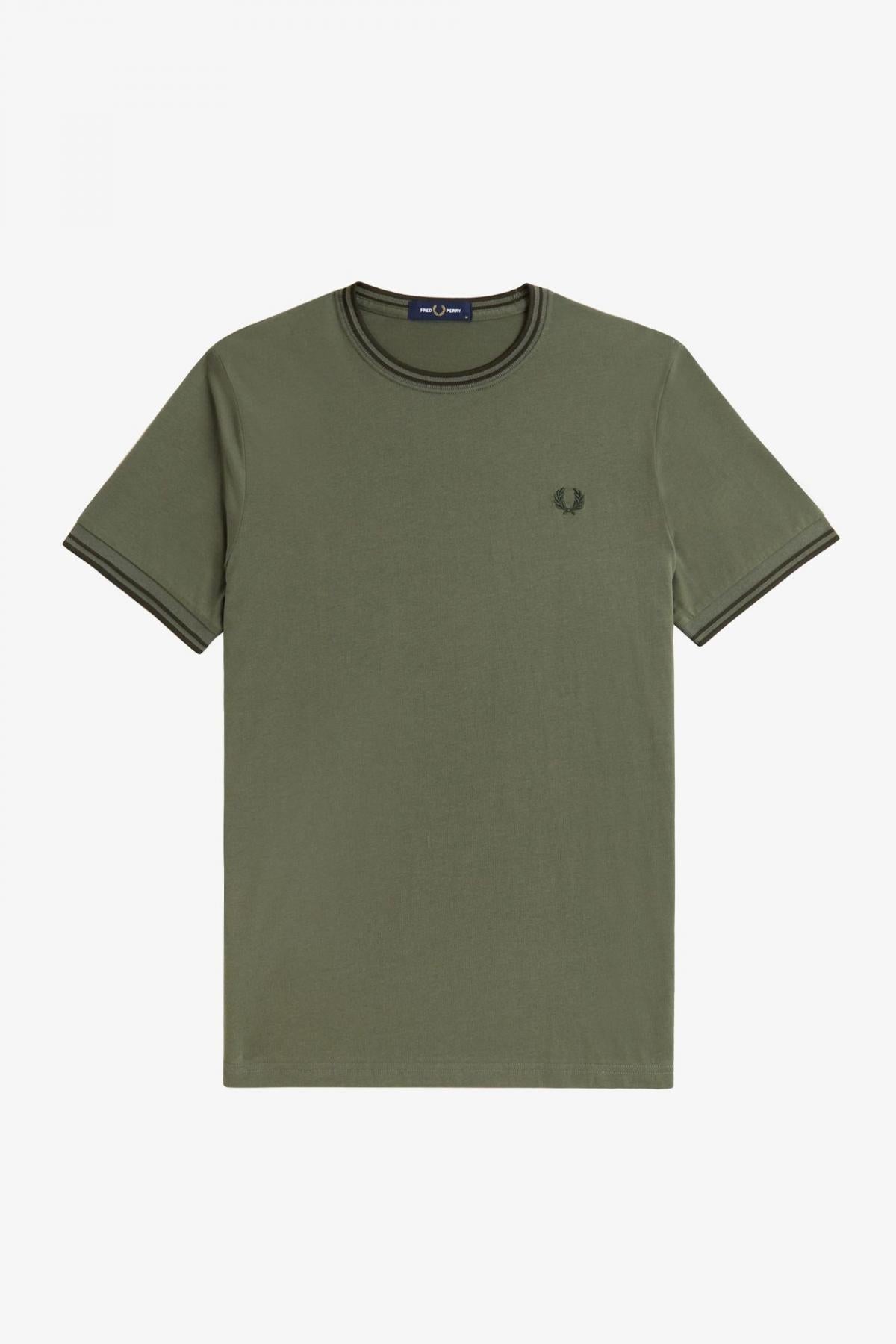 FRED PERRY  TWIN TIPPED T-SHIRT en color WGRN  (2)