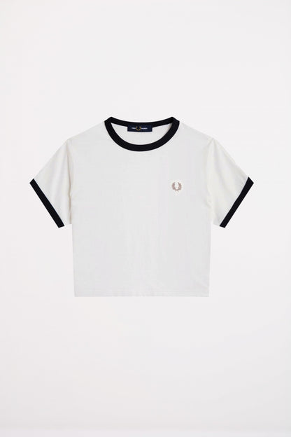 FRED PERRY CROPPED RINGER T-SHI en color WHITE  (2)