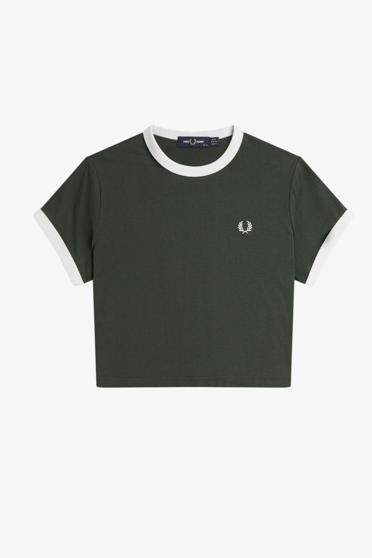 FRED PERRY CROPPED RINGER T-SHI en color XGREEN  (2)