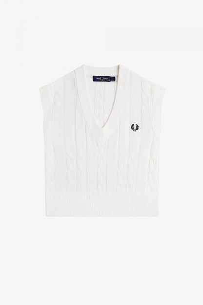 FRED PERRY CABLE KNIT TANK en color WHITE  (2)