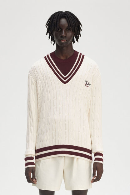 FRED PERRY CABLE KNIT TENNIS JU en color ECRU  (1)