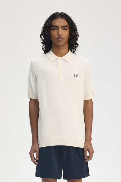 FRED PERRY  COTTON KITTED SHIRT en color ECRU  (1)