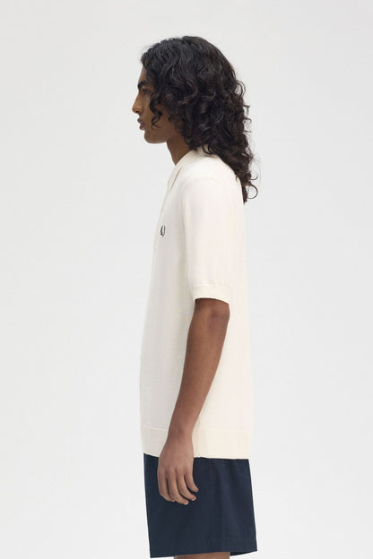 FRED PERRY  COTTON KITTED SHIRT en color ECRU  (3)