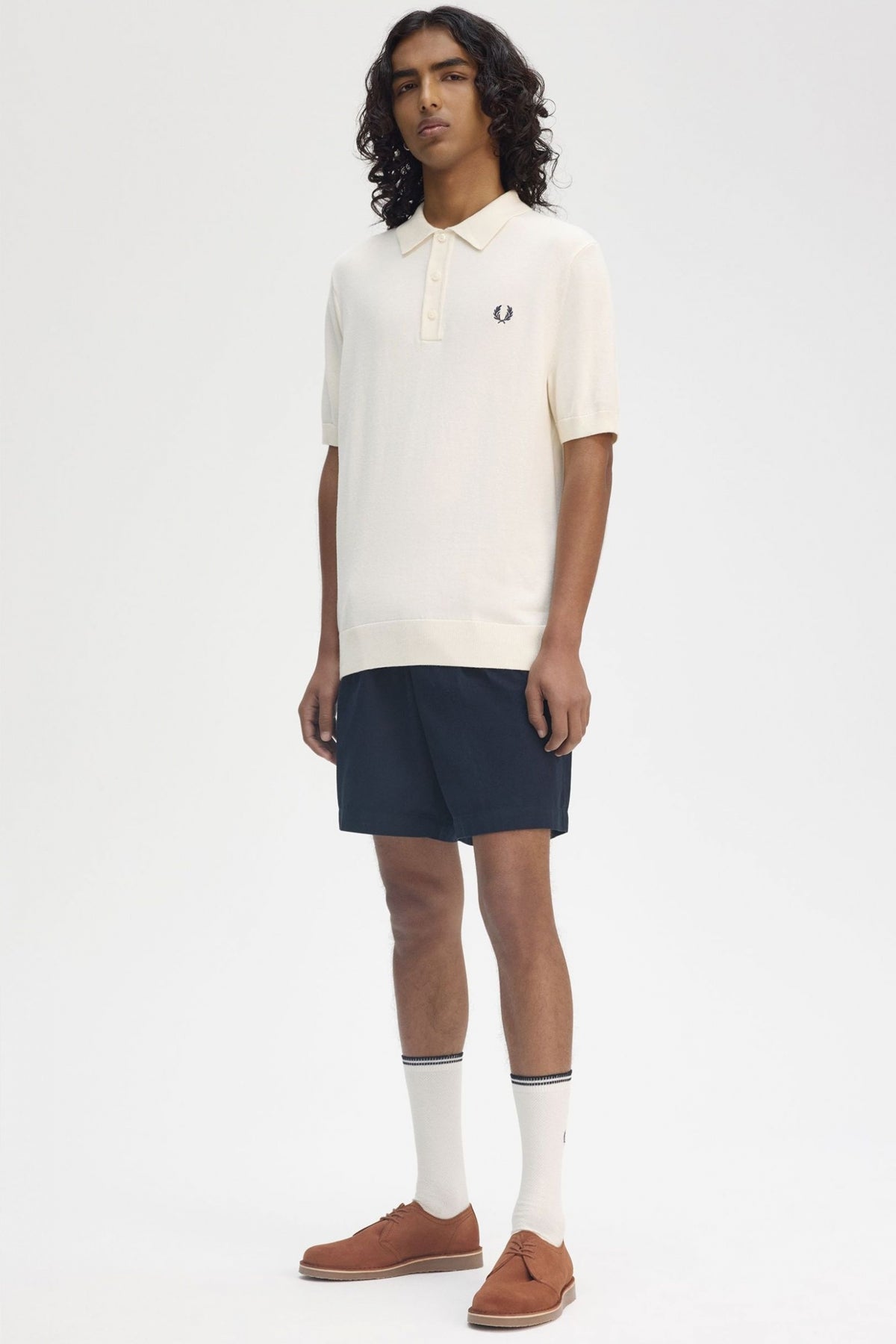 FRED PERRY  COTTON KITTED SHIRT en color ECRU  (4)