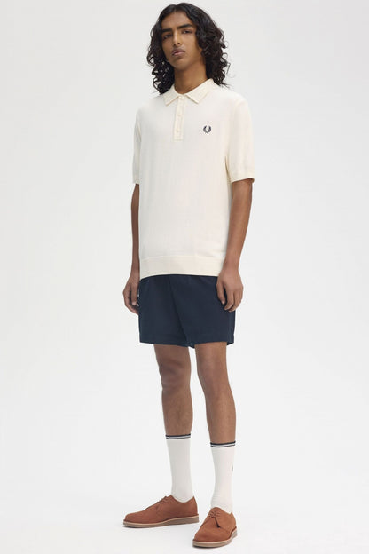 FRED PERRY  COTTON KITTED SHIRT en color ECRU  (4)
