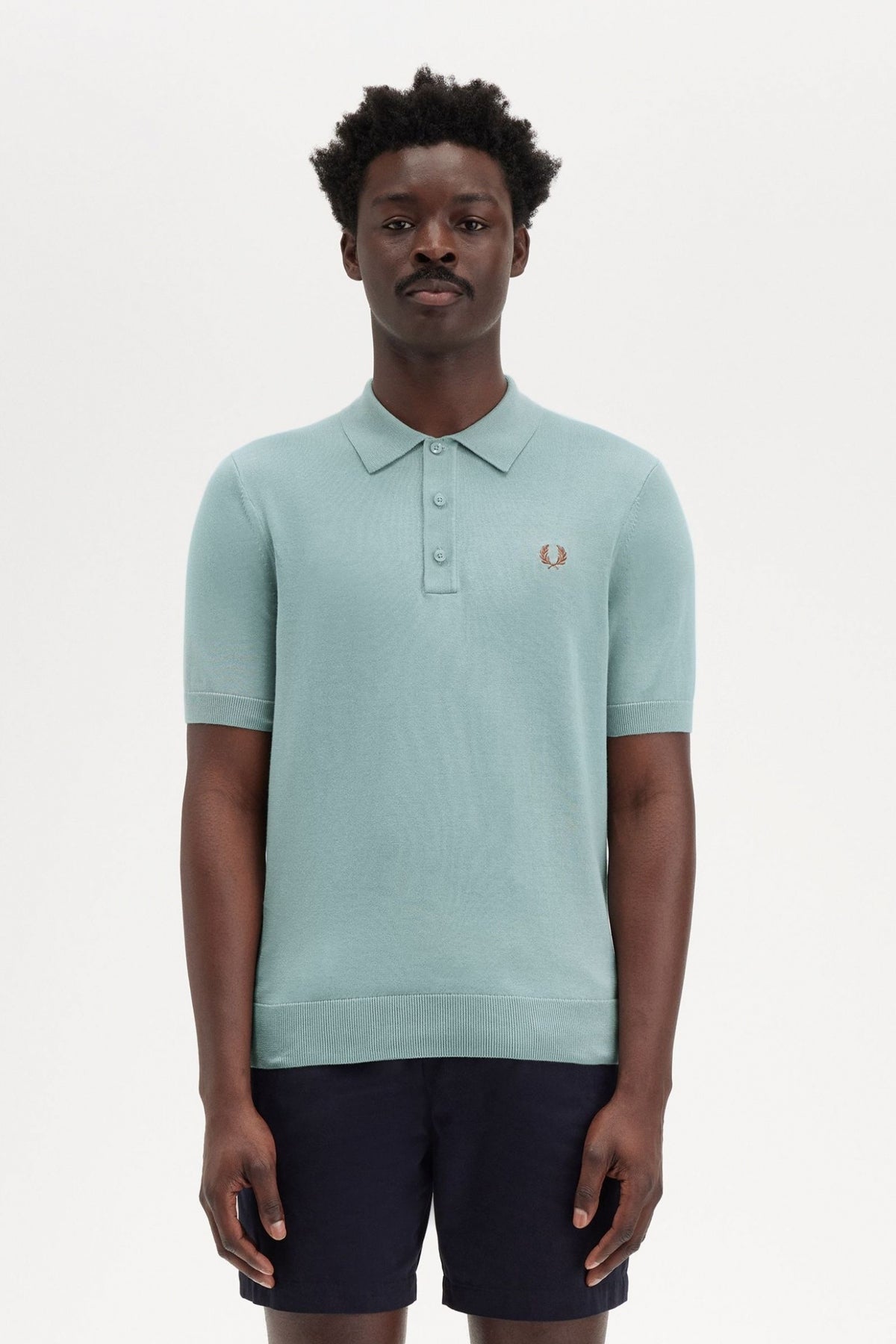 FRED PERRY COTTON KITTED SHIRT en color BLUE  (1)