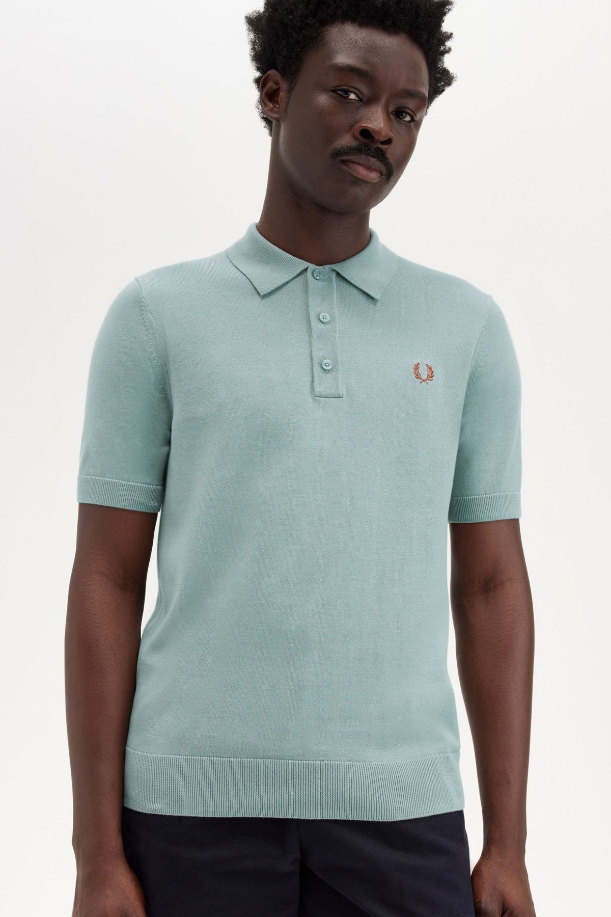 FRED PERRY COTTON KITTED SHIRT en color BLUE  (4)