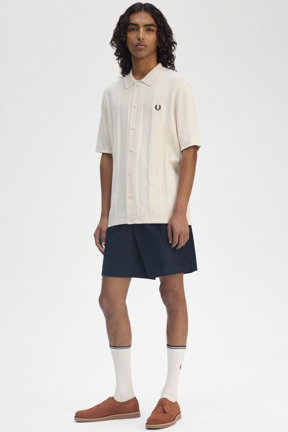 FRED PERRY BUTTON THROUGH SS SH en color ECRU  (4)