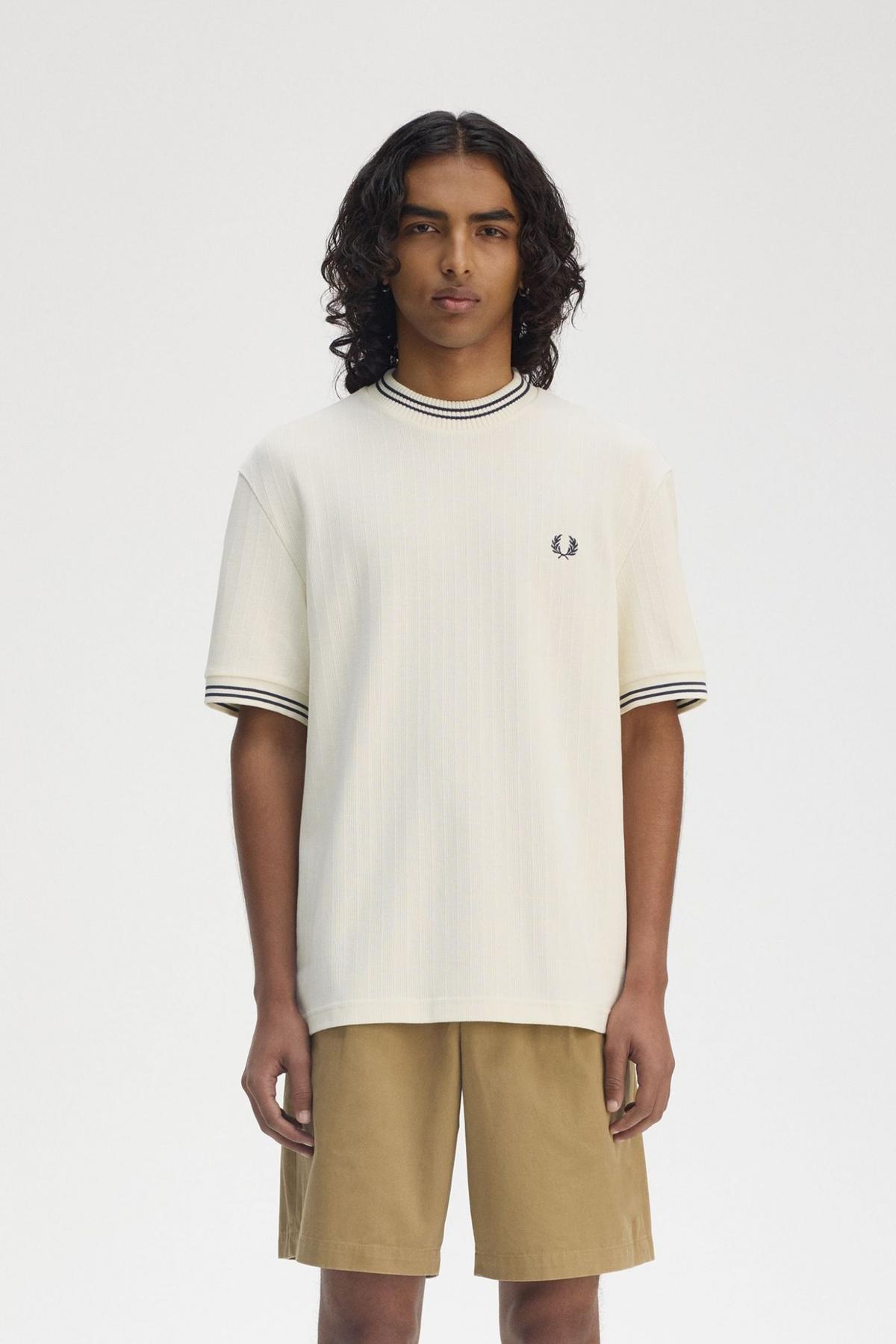 FRED PERRY RIBBED JERSEY T-SHIR en color SECRU  (1)