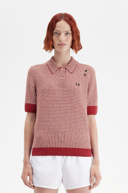 FRED PERRY GINGHAM KNITTED SHIR en color MRED  (1)