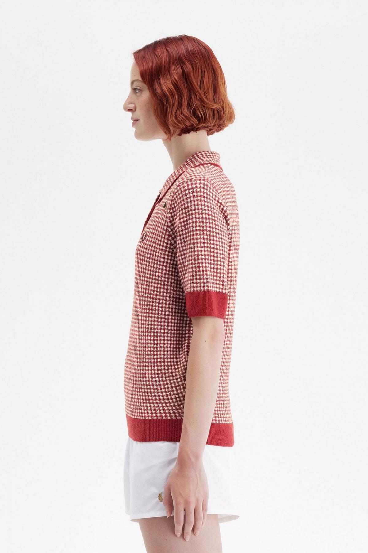 FRED PERRY GINGHAM KNITTED SHIR en color MRED  (3)