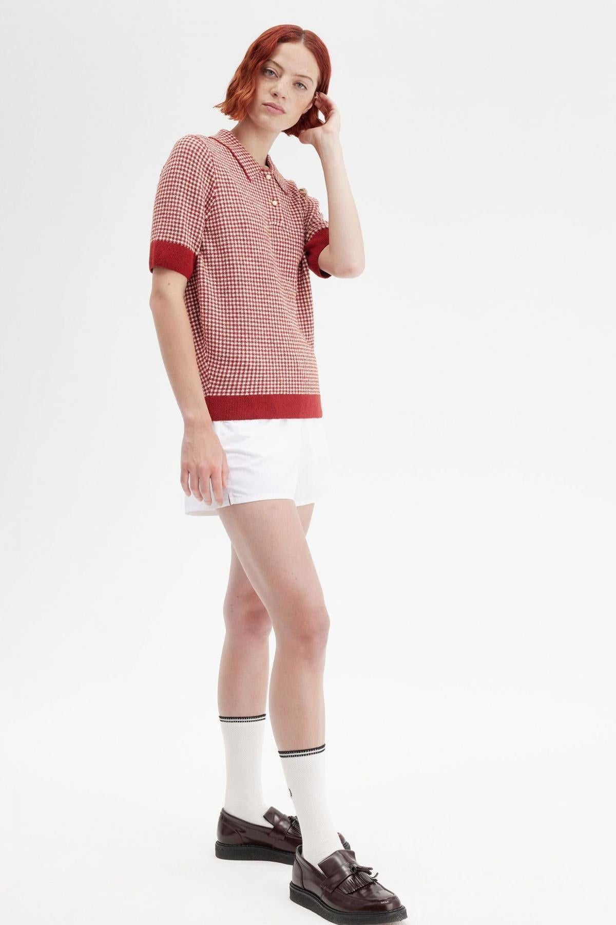 FRED PERRY GINGHAM KNITTED SHIR en color MRED  (4)