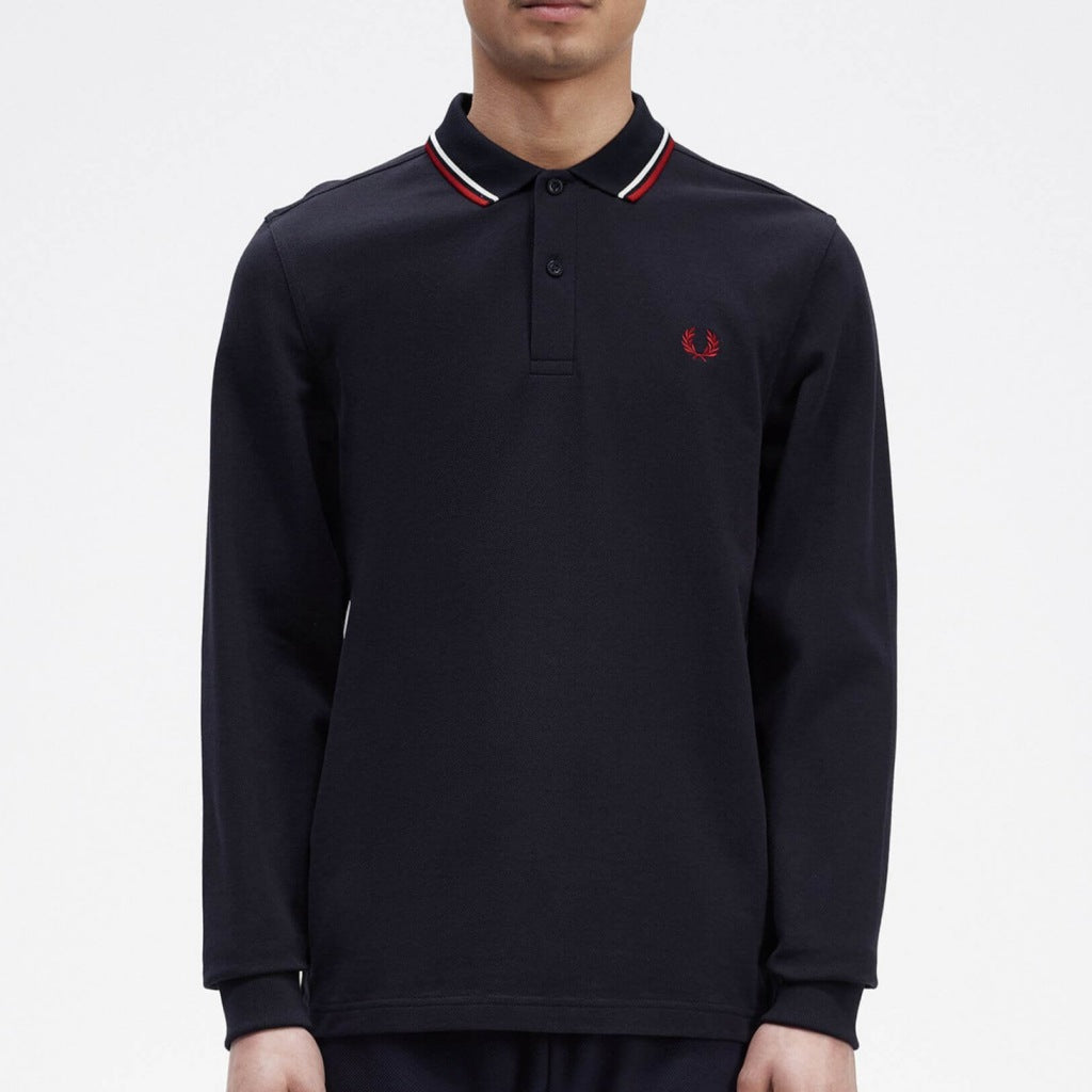 FRED PERRY LS TWIN TIPPED SHIRT en color TNVYWHTR  (5)