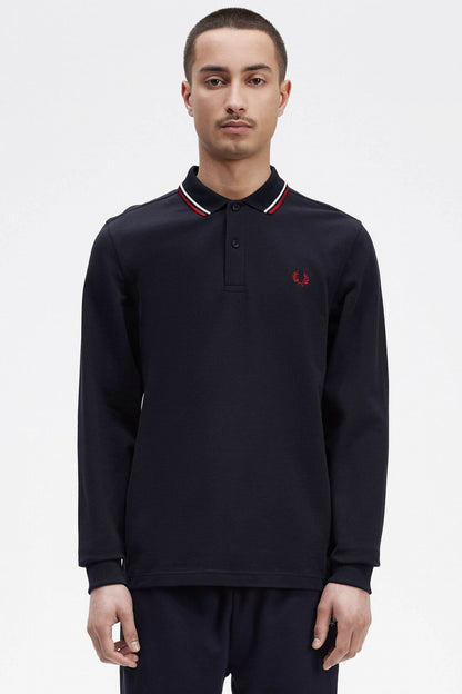 FRED PERRY LS TWIN TIPPED SHIRT en color TNVYWHTR  (1)