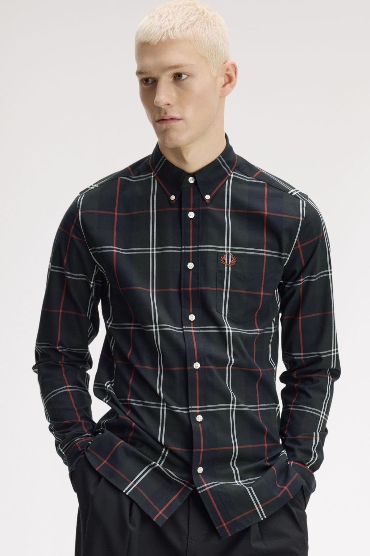FRED PERRY POPLIN TARTAN SHIRT en color Q  (1)