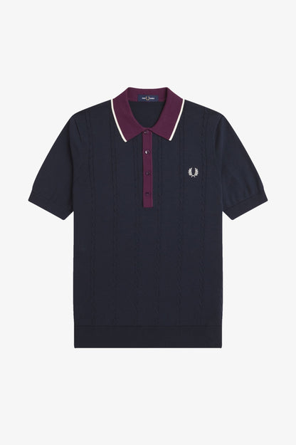 FRED PERRY CABLE KNIT SHIRT en color   (2)