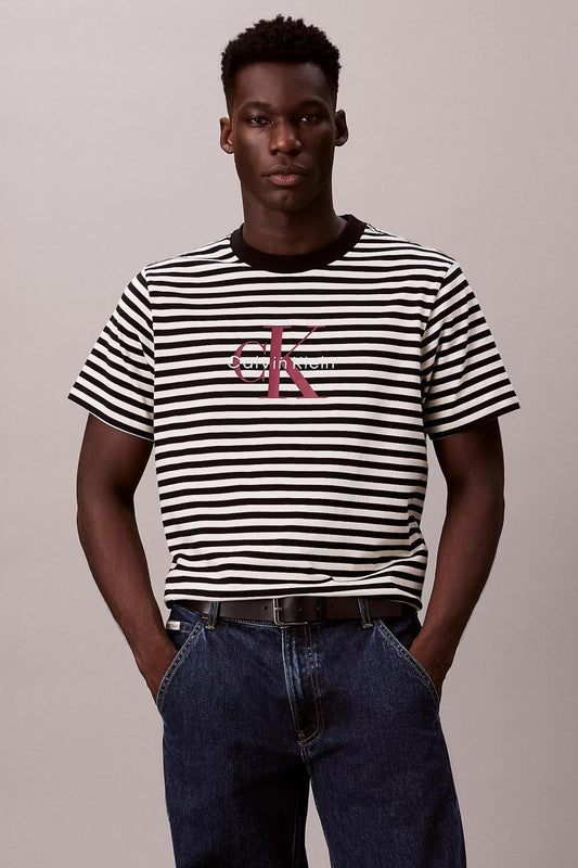 CALVIN KLEIN SS S STRIPE JERSEY en color BLACK  (1)