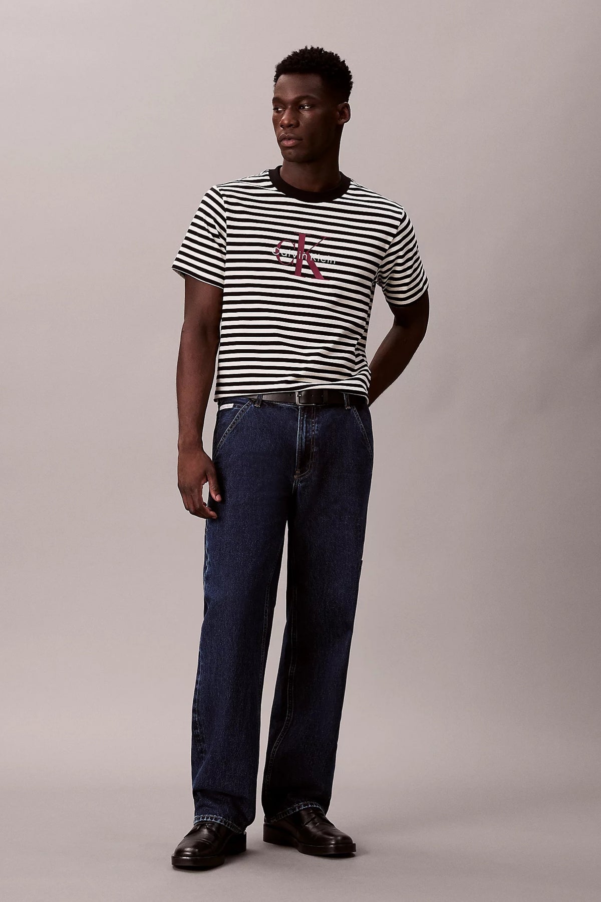CALVIN KLEIN SS S STRIPE JERSEY en color BLACK  (4)