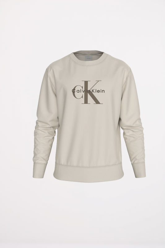 CALVIN KLEIN LS EU TERRY MONOL en color CHALK  (1)