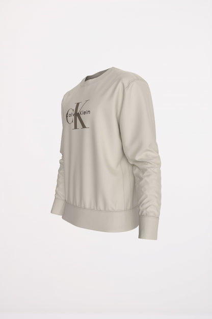 CALVIN KLEIN LS EU TERRY MONOL en color CHALK  (2)