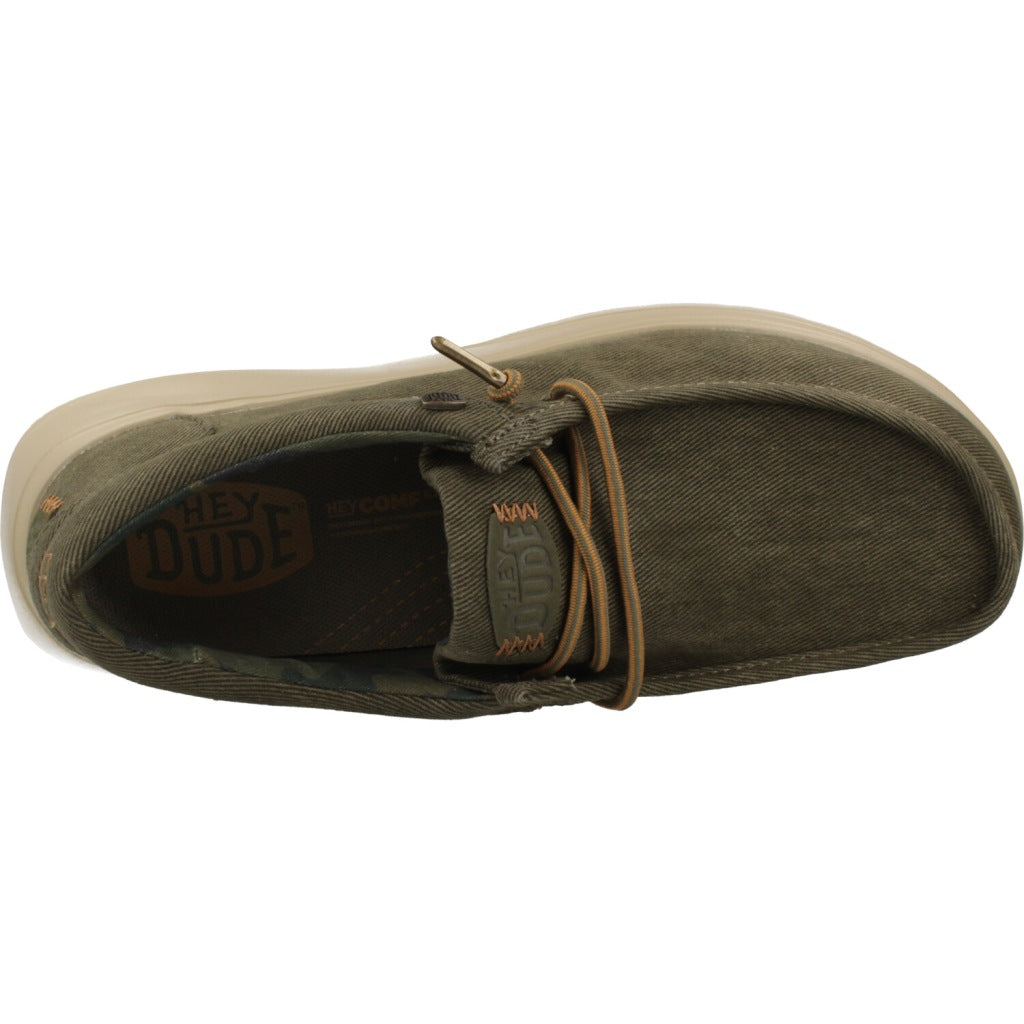 HEY DUDE WALLY COMF WORN TWIL en color OLVTAN  (7)
