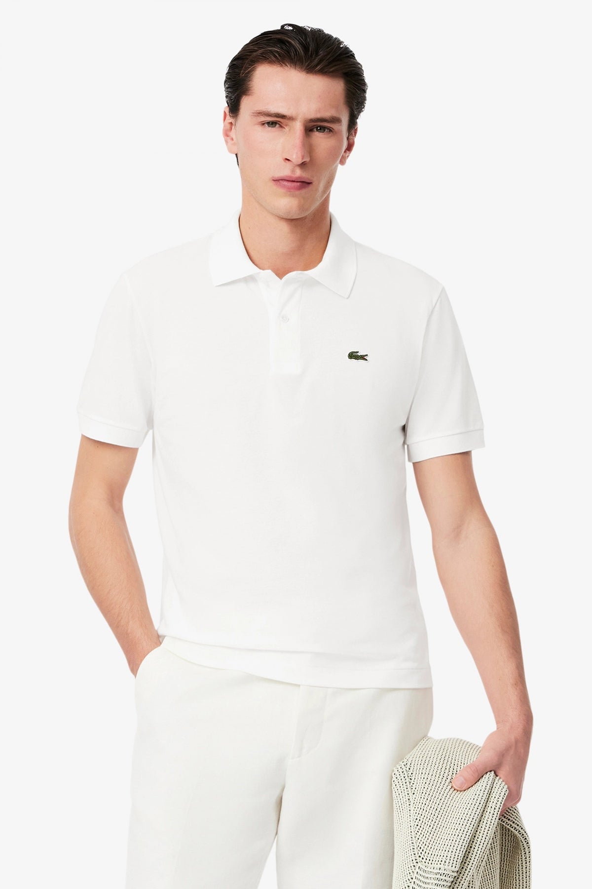 LACOSTE  SHORT SLEEVED RIBBE en color WHITE  (1)