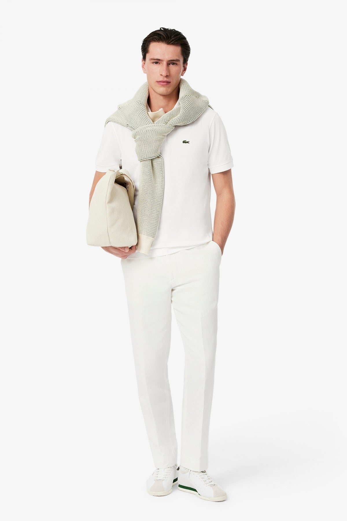 LACOSTE  SHORT SLEEVED RIBBE en color WHITE  (4)