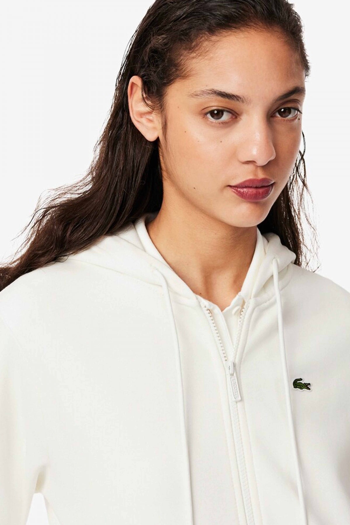 LACOSTE ZIPPED FLEECE HOODIE en color FLOUR  (4)