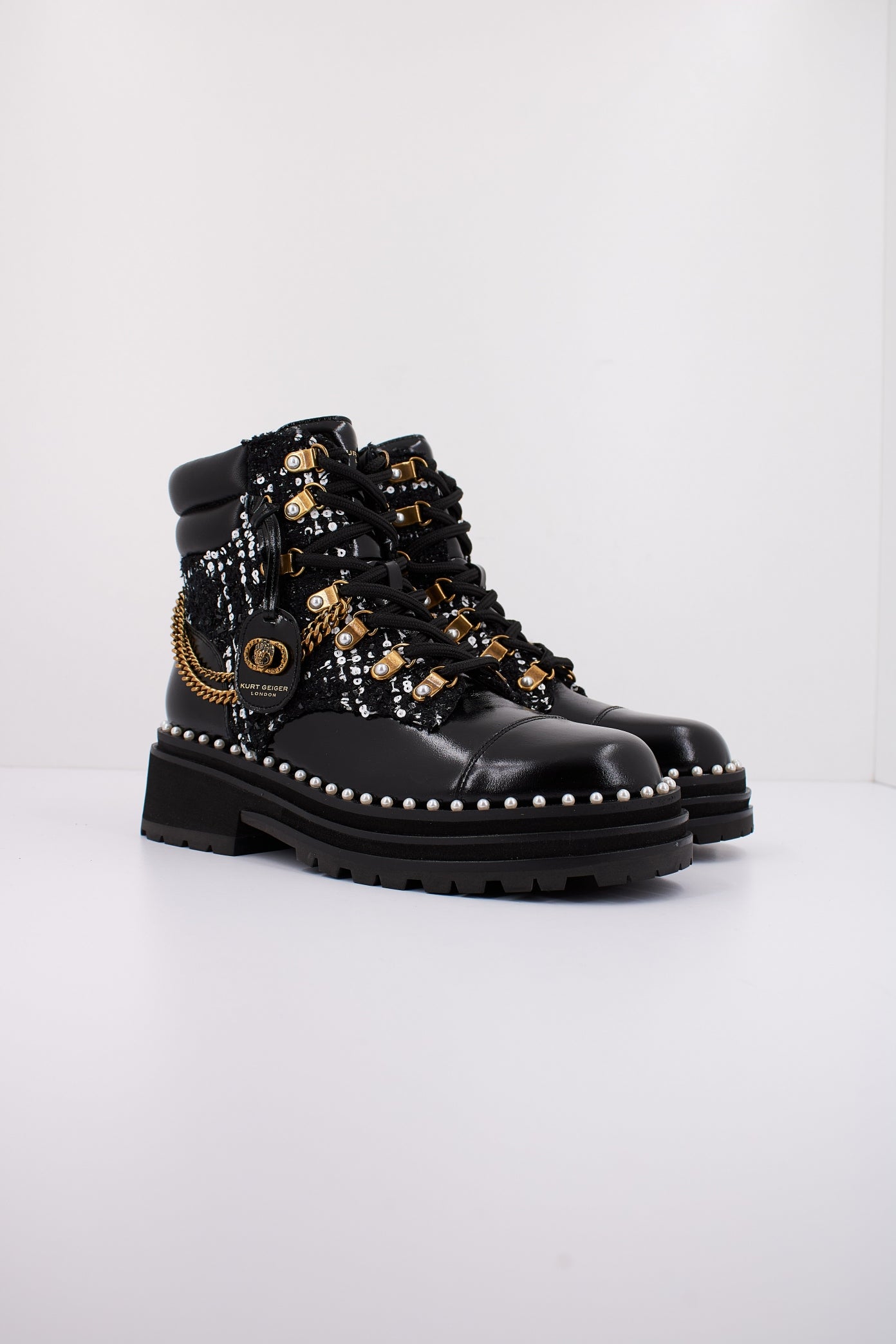 KURT GEIGER LONDON CHELSEA COMBAT BOOT en color BLKWHT  (2)