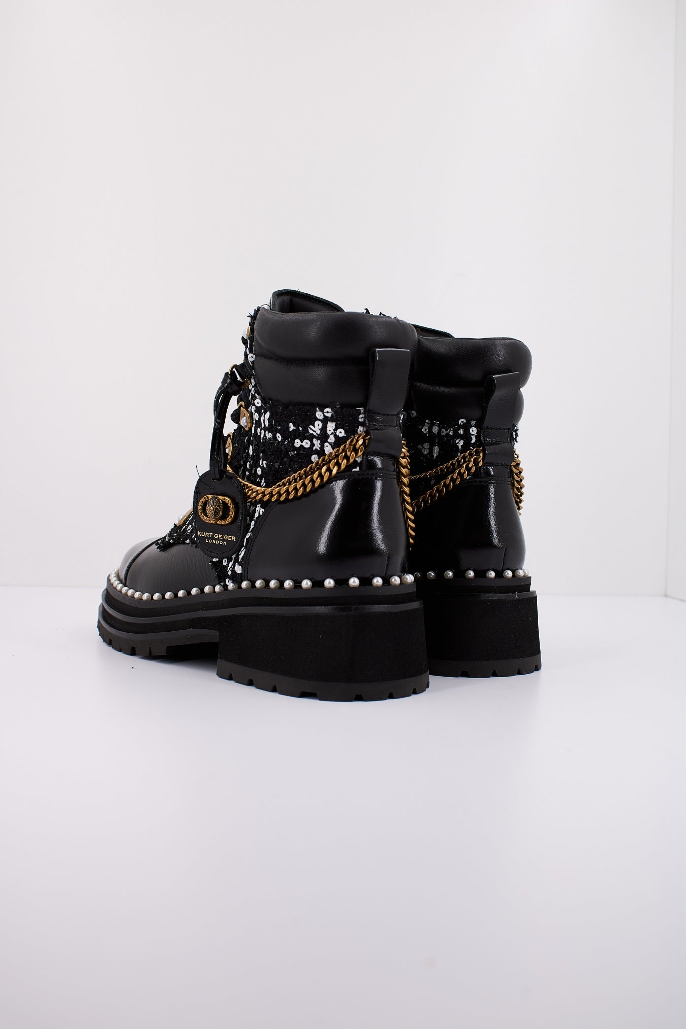 KURT GEIGER LONDON CHELSEA COMBAT BOOT en color BLKWHT  (4)
