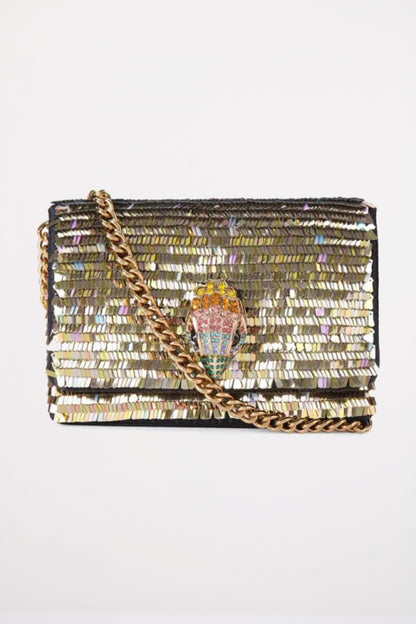 KURT GEIGER LONDON MINI KENSINGTON FLAP en color GOLD  (1)